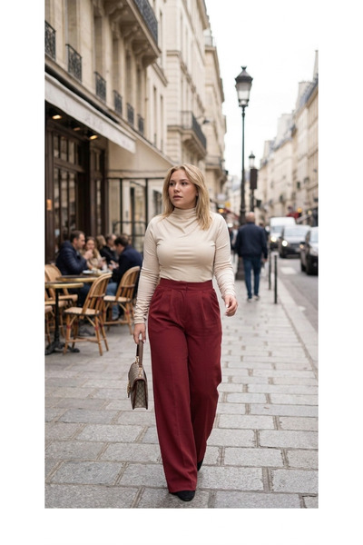 FIRFIR MODA PALAZZO PANTOLON ÖRME KREP KUMAŞ