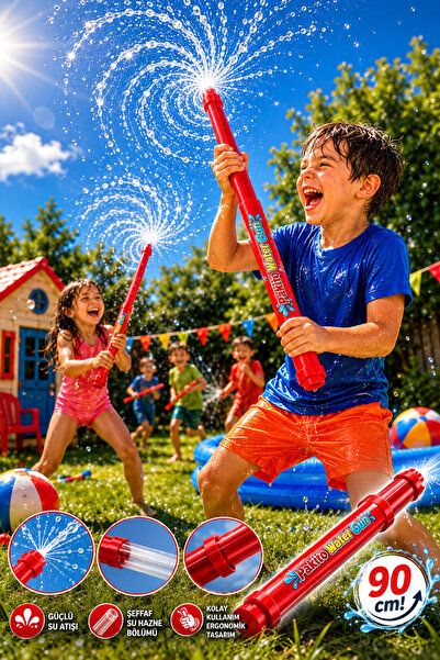 PAKİTO KIRMIZI OYUNCAK SU POMPASI SUYU ÇEK VE PÜSKÜRT SU TABANCASI WATER GUN