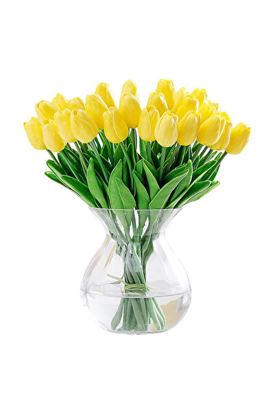 OEM Flori Artificiale Lalele Galbene Buchet de Lalele 12 Bucăți 33 cm Paște