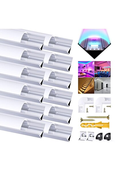 OEM Chesbung Profil Listwa LED Aluminiu Set 12 Bucăți 1 m Formă V Albă