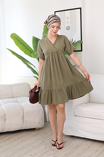 Siyezen Muslin Fabric Ruffle Dress