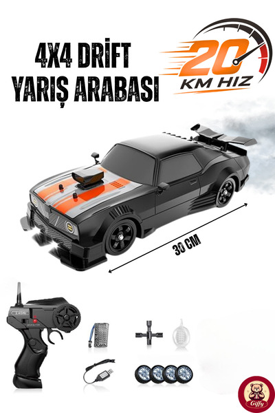giffy Uzaktan Kumandalı Drift Arabası 20 Km/H Yapabilen 30 CM 4x4 Çekiş Şarjl...