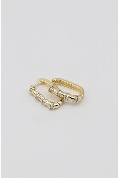 Zirkon Taşlı Gold Küpe