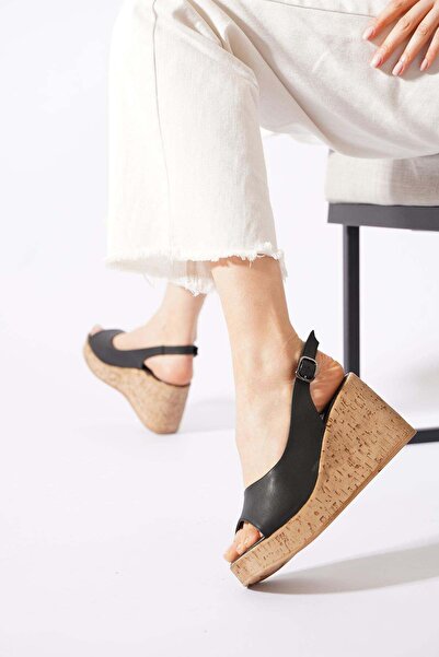 Moda Pie Pandeger Feta Flat Back Strap Women's Sandals Black Skin