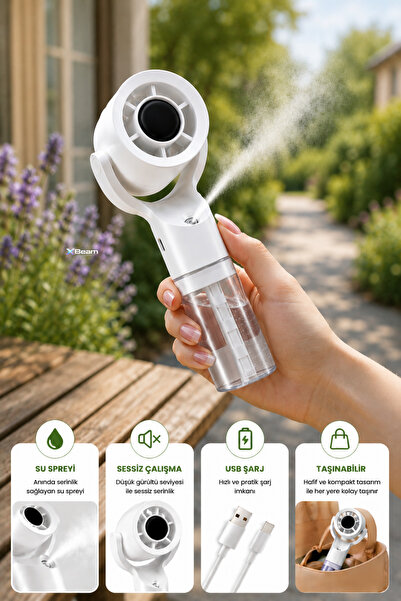 Teknodrone Serinletici Buharlı Şarjlı El Fanı Spreyli Taşınabilir Mini Vantil...