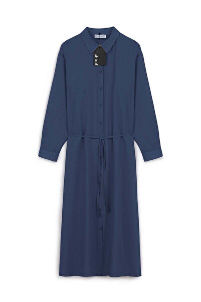 praye Summer Thin Linen Tunic Navy Blue