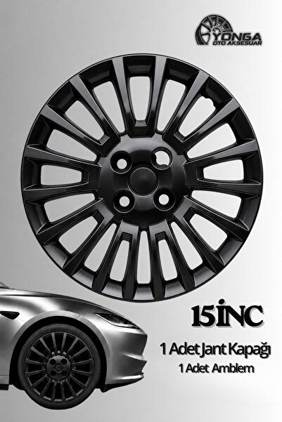 YONGA OTO AKSESUAR FİAT 15 İnç Jant Kapağı 1 Adet Piano Black +1 Amblem Fiat ...