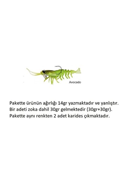 Savage Gear 3D Shrimp Rtf 12.5cm 30gr Büyük Silikon Karides Yem 2 Adet Avocado