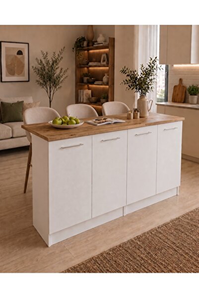 Tdesigno Lord 4 Kapaklı Mutfak Adası - Alt Modül - 200 cm - Çok Amaçlı Dolap ...