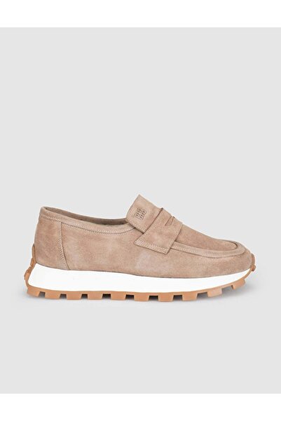 Mona Mae Γυναικεία Loafer Sneaker Παπούτσια από Κρεμ Σουέντ Δέρμα