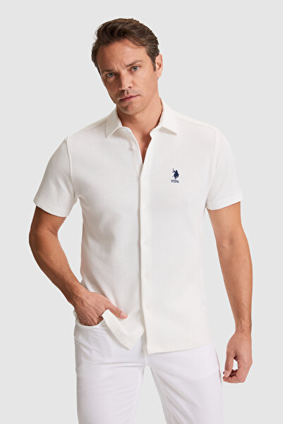 U.S. Polo Assn. Erkek Beyaz Örme Gömlek 50320217-VR013