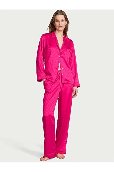 Glossy Satin Long Pajamas Set