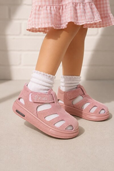 ALTUNTAŞ Unisex Erkek Kız Çocuk Rahat Taban Günlük Sandalet Pembe