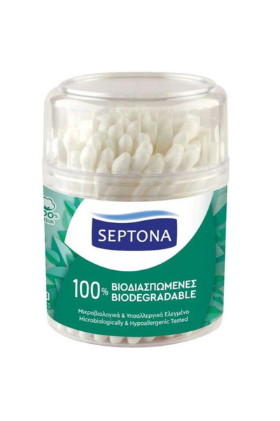 Septona Betisoare de Urechi Biodegradabile din Bumbac - 100% , 100 buc