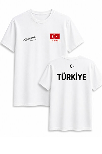 MECH BUTİK Μπλουζάκι με υπογραφή Ατατούρκ της Τουρκίας, ασπρόμαυρο, unisex, μ...