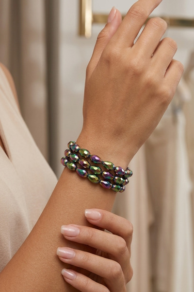 PETEK AKSESUAR Full Arpa Crystal 3 Piece Rubber Bracelet