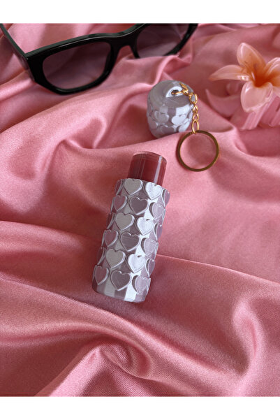 Pato Design Lipbalm & Ruj Kılıfı Gold Anahtarlık | Kalpli & Lila