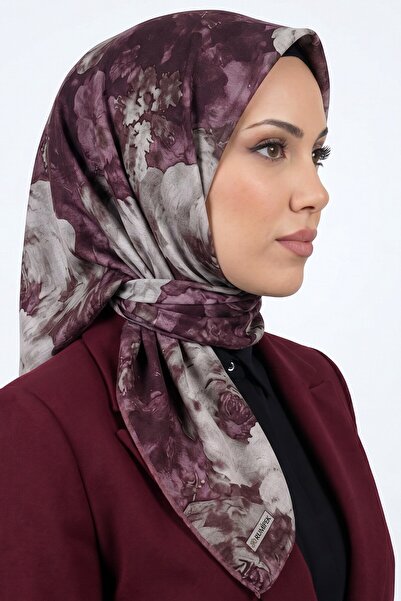 hadiora وشاح نسائي ناعم من القطن العضوي بنقشة زهور باللون البيج البرقوقي