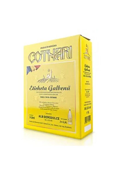 Cramele Cotnari Vin alb Cotnari, Etichetă Galbenă semidulce 3 l