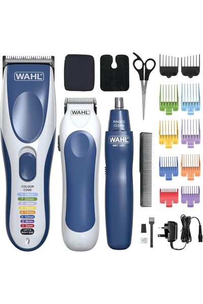 Wahl ماكينة حلاقة كولور برو لاسلكية 3 في 1، ماكينة حلاقة للرجال، طقم قص شعر ع...