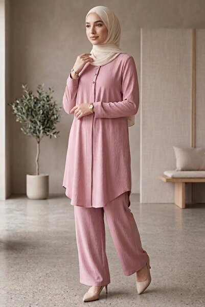 TOFİSA Riz Tunik Pantolon İkili Takım Gül - 2129-GUL