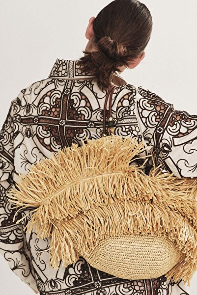 H&M Fringed straw shopper