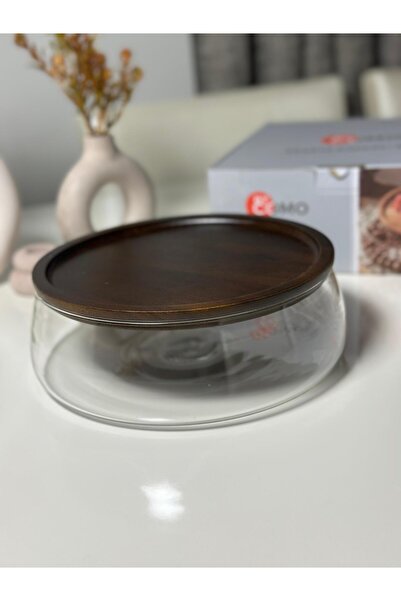 Como 23.5*7 cm Glass Presentation Bowl with Acacia Lid