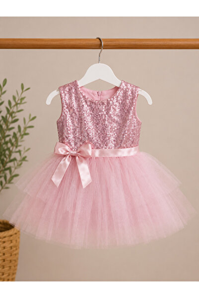 Miray baby kids Kız Çocuk Payet Detaylı Tüllü Prenses Elbise – Pembe Abiye El...
