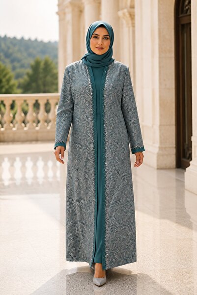 Rain and River Plus Size Stone Trim Patterned Hijab Set