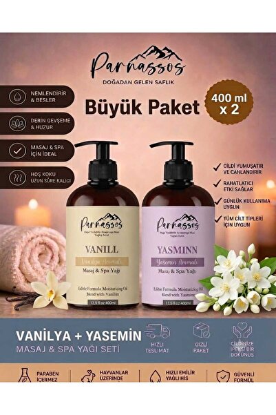 Parnassos Vanilya & Yasemin Aromalı Masaj Yağı – Çiçeksi ve Yumuşak Koku, İpe...