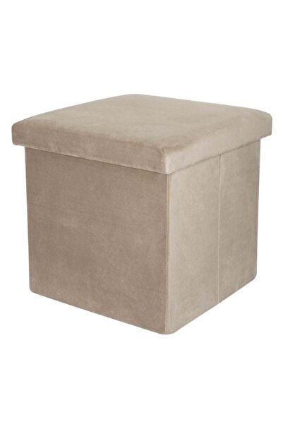 OEM Taburet velvet taupe cu spațiu de depozitare, 38x38x38 cm, pliabil, capac...