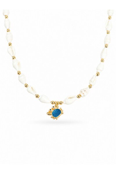 serelya Natural Sea Shell Stringed Crab Model Necklace
