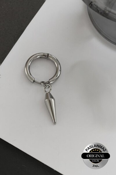 Lynare Hole Pointed Tip Men Women Unisex 316L Steel Earring 1 Piece