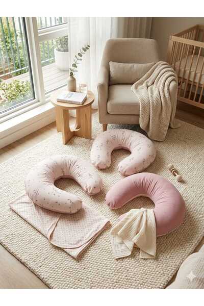 RUYALAR BEBEK Double-Sided Breastfeeding Pillow / Baby Support Cushion Pink Floral Patterned
