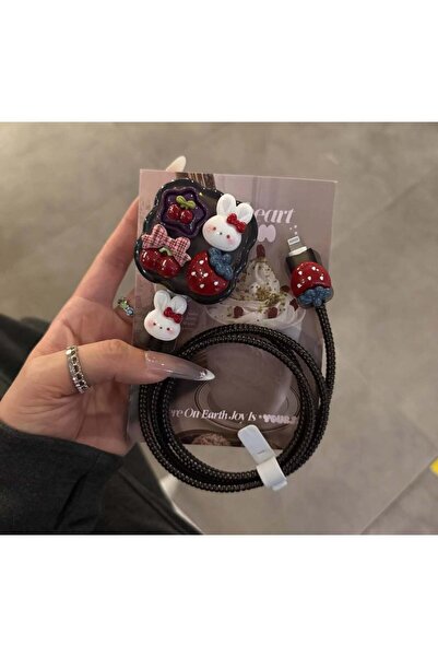 OLEA AKSESUAR iPhone 18W/20W/25W Şarj Aleti Kılıfı Şarj Kablosu Örme Aparatlı...