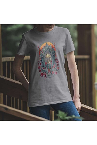 iLovePrints Gothic Skull and Roses Tshirt
