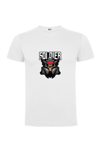 iLovePrints Tech-Warrior: Helmeted Gunslinger Tshirt