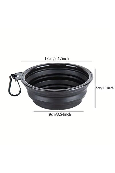 Choice5 black New 350ml Folding Bowl With Keychain Pet Bowl Portable Travel D...
