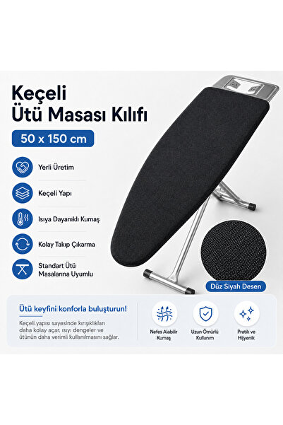 Home Ütü Masası Kılıfı Isıya Dayanıklı Örtüsü Bezi Baglamalı 50x150 cm