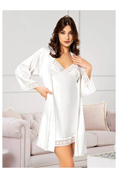 Miss Laris Lingerie DANTEL İŞLEMELİ SATEN GECELİK 5015