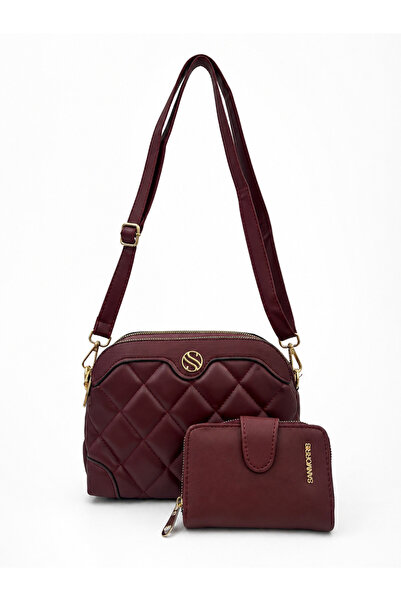 Sanmorris Set portofel cu geantă de umăr și crossbody, cu 4 compartimente, cu...