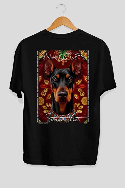 Ankhises تي شيرت Dog For Love 29 أسود كبير الحجم مطبوع عليه كلب، 100% قطن، تص...