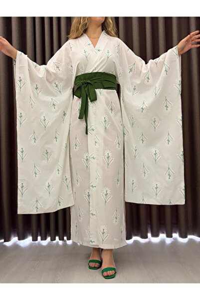 mundodemia Daisy Baskılı Doğal Dokulu Kimono