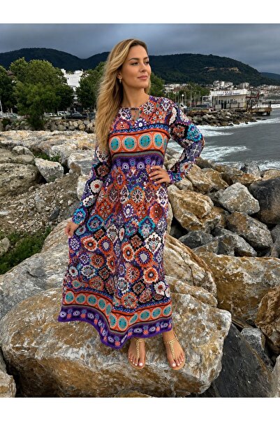 Moda Banuş Yazlık Renkli Uzun Elbise