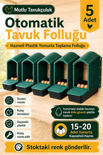 MUTLU TAVUKÇULUK Otomatik Folluk Tavuk Folluğu 5 Adet Duvara Monte Yumurtalık...