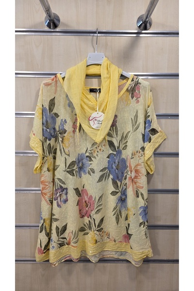 Park Moda Italian Blouse with Shawl, Linen Blend
