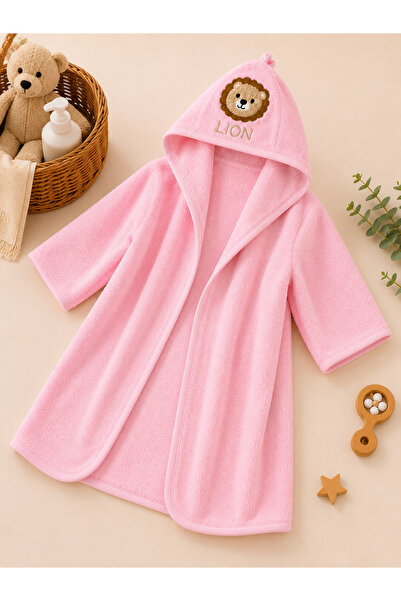 Ens Group Avm Hooded Baby Bathrobe Towel 100% Cotton Lion Embroidered Soft Ba...