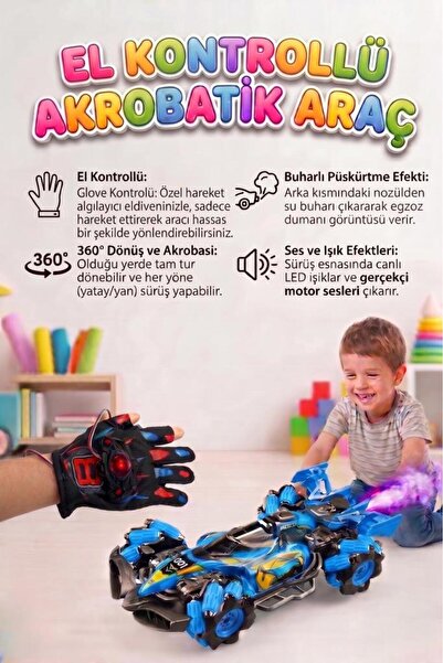 Tıfıl Toys El Kontrollü Işıklı Sesli Şarjlı 13 Fonksiyonlu 360° Dönen Duman A...