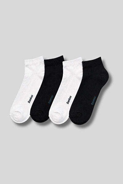 aw adawhite Women's 4-Pack Bamboo Booties Socks Multi-Colored