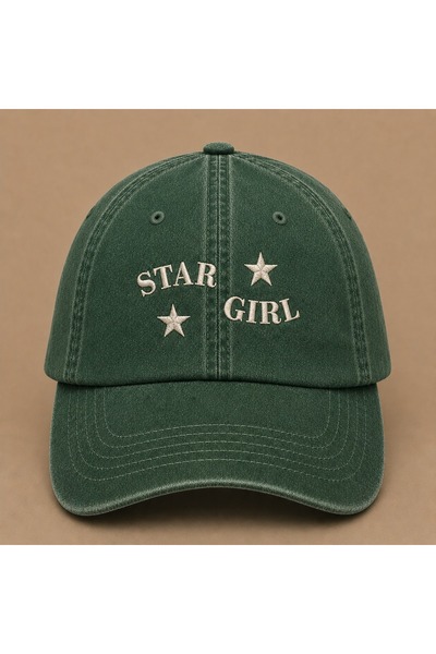 WeavedCo Star Girl Embroidered Vintage Washed Cap Hat